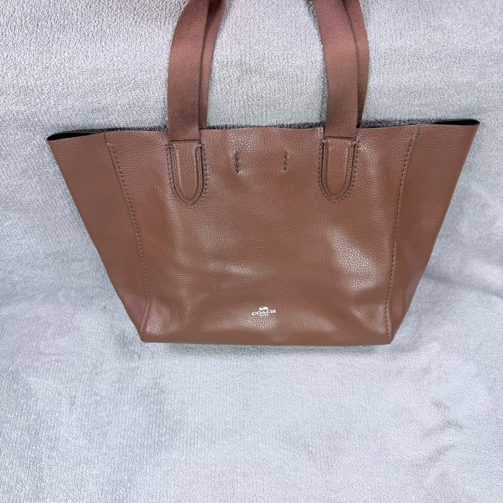 Coach Derby Tote Pebbled Leather Brown Large Shoulder Bag F58660 Silver Hardware